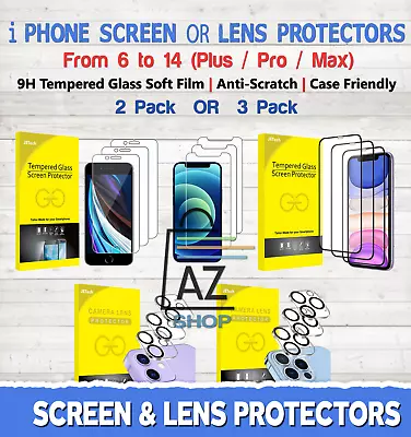 Screen Protectors Or Lens For I Phone 6/8/X/11/12/13/14 Lot Tempered Glass Film • $22.95