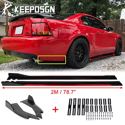 Red 78.7'' Side Skirt Lip + Gloss Rear Diffuser Splitters For Ford Mustang 99-04 • $127.30