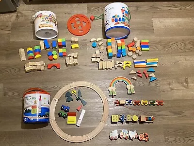 Large Bundle Of 6 Wooden Block Sets & Trains Over 200 Blocks • £18