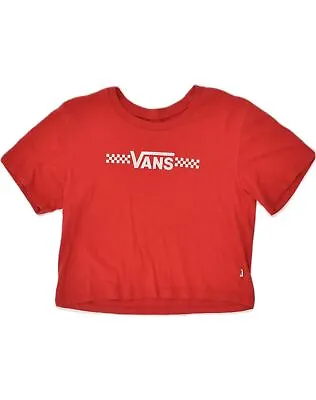 VANS Womens Loose Fit Crop Graphic T-Shirt Top UK 10 Small Red AK74 • £9.66