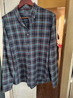 £4.19 • Buy Mens Atlantic Bay Peached Cotton Twill Checked Shirt Size 41  - 44  Chest Used 