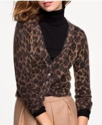 J Crew Women's Mohair Wool Leopard Print Cropped Cardigan Sweater! Size M • $36