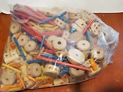 Vintage Wood Tinker Toys Rods & 50+ Spools Or Wheels Cylinders & More • $29