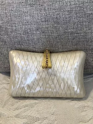 VTG Lisette “Minaudiere” Mother Of Pearl Mosaic Hard Case Clutch Purse Bag 50s • $80