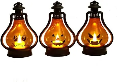 Christoy 3PCS Halloween Pumpkin Candle Lantern LED Lights Pumpkin For Halloween • £25.21