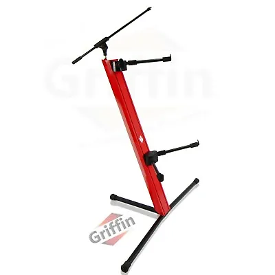 GRIFFIN Two Tier Column Keyboard Stand – Mic Boom 2 Arm Double Mount Studio Gear • $109