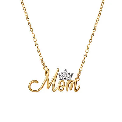 Disney Jewelry For Mom - Mom Gold Plated Sterling Silver CZ Princess Tiara Desig • $29.99