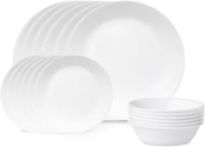 Corelle Winter Frost White Dinnerware Set 18 Pc 6 Dinner Plate 6 Bread/Soup Bowl • $106.44