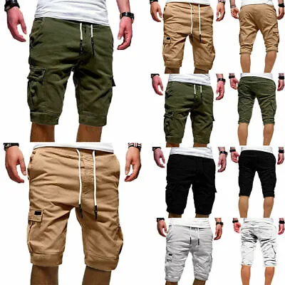 £15.57 • Buy Men Joggers Combat Drawstring Cargo Shorts Army Gym Half Pants Skinny Trousers