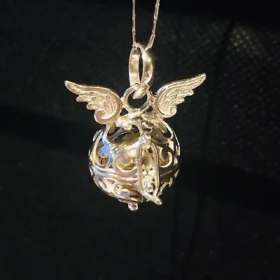 925SterlingSilver Pendant Angel Caller Chime Harmony Ball Mexican Bola Wings • $50