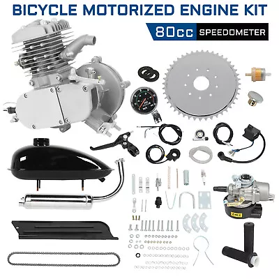 Full Set 80CC Bicycle Motorized 2-Stroke Gas Petrol Bike Motor Kit Speedometer • $90.79