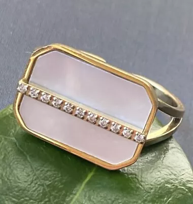 ZAG Y2K Vintage Ring Mermaid-Core Mother Of Pearl Crystal Signed Any Size Estate • $35