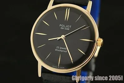 £82.68 • Buy Poljot De Luxe 2209 Luxury Style Rare Golden Dial Ultra Slim Wrist Watch NOS!