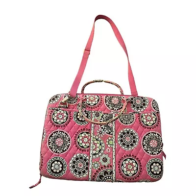 Vera Bradley Pink Portfolio Laptop Hard Case Bag Handles Shoulder Strap Pink • $23.99