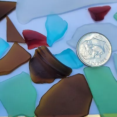 Sea Glass 33 Multi Colored Pieces Found @ Lake / River Beach Aqua Blue Green Red • $9.95