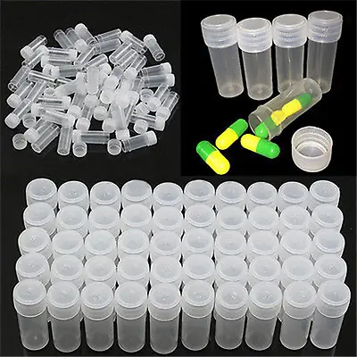 50/100pcs Plastic Sample Bottle Test Tube Small Bottles Vials Storage Containers • £8.98
