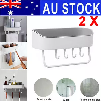 2X Bathroom Shower Suction Shelf Kitchen Wall Mounted Storage Basket Caddy Rack • $27.39