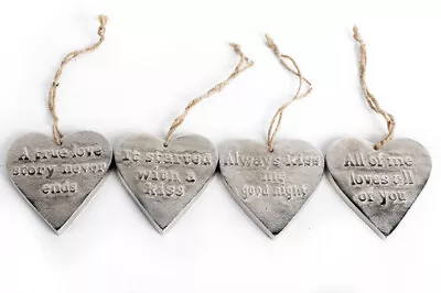 £6.25 • Buy Solid Metal Distressed Hanging Worded Hearts Love Kisses True Love Gift Idea