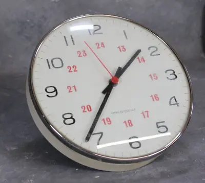 Mid Century Vintage President Industrial Factory Office Wall Clock 9  1970s Work • £29.99