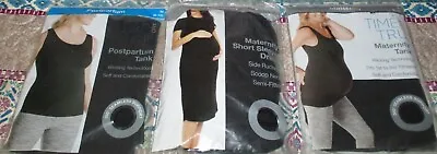 Lot 3 NEW Time & Tru Maternity Postpartum Tank Short Sleeve Dress Black MED 8-10 • $24.99