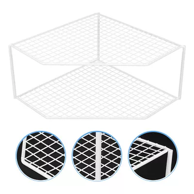 2-Tier Metal Mesh Corner Shelf For Pots & Pans Storage - White • £14.10