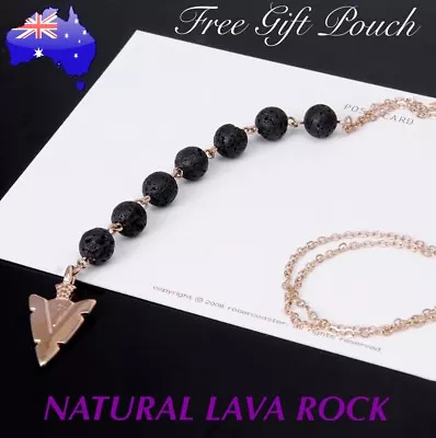 $12.20 • Buy Natural Lava Rock Stone Arrow Aromatherapy Essential Oil Diffuser Necklace Gift