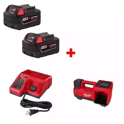 Milwaukee 48-11-1852 M18 Battery 2 Pack W/ 48-59-1812 Charger & FREE Inflator • $259