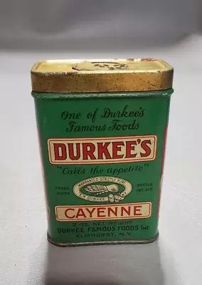 Durkee’s  Cayenne Spice VTG Collectible Tin Can Elmhurst NY • $19.95