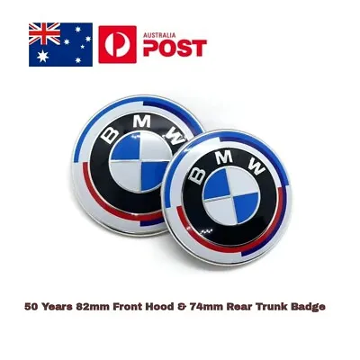 50 Years M Front Hood 82mm & Rear Trunk 74mm Badge Emblem Logo For BMW Series AU • $19.95