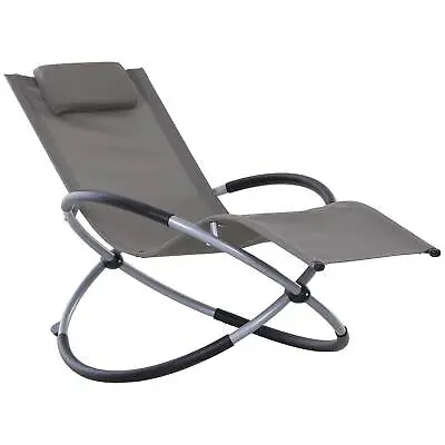 Outsunny Orbital Lounger Zero Gravity Patio Chaise Foldable Rock Chair W/ Pillow • £56.99