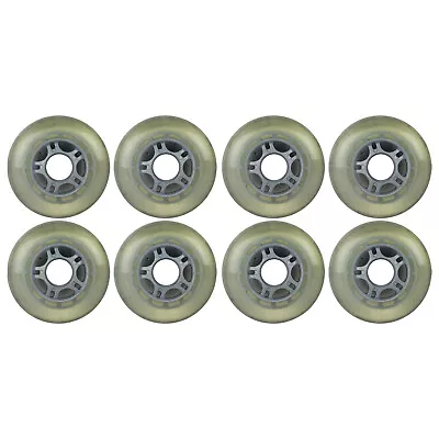 Inline Skate Wheels 80mm 78A Clear Silver Star Spoke Indoor/Outdoor (8 Wheels) • $22.95