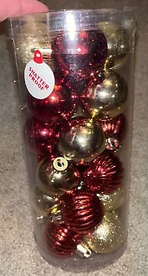 24 Mini Holiday Christmas Balls Ornaments Gold & Red • $1.99