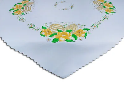 Easter Square WHITE Tablecloth/table Runner 80 X 80cm Eggs (31 X31 ) • £11.99