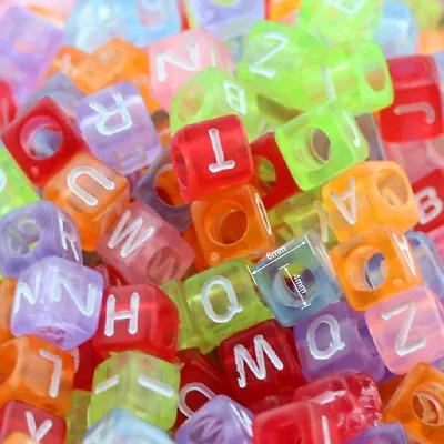 £2.99 • Buy Colorful Translucent Plastic Alphabet Letter Beads DIY Bracelets Craft Necklaces
