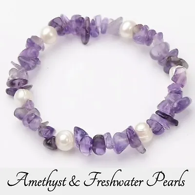 £4.89 • Buy Amethyst Pearl Bracelet Crystal Gemstone Love Reiki Healing Chakra Anxiety