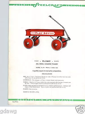 1934 PAPER AD COLOR Play Boy Coaster Wagon Grey Red Steelcraft Murray Pedal Car • $14.98