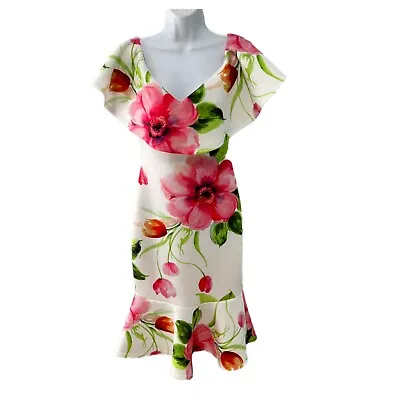 Va Va Voom Floral Dress Women’s Size LARGE Bodycon Sweetheart Sleeveless • $28.99