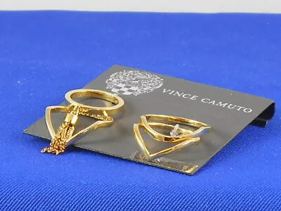 Vince Camuto Goldtone SUPER FINE V Band Tassel Ring Set 4 6 7 8 $48 • $16