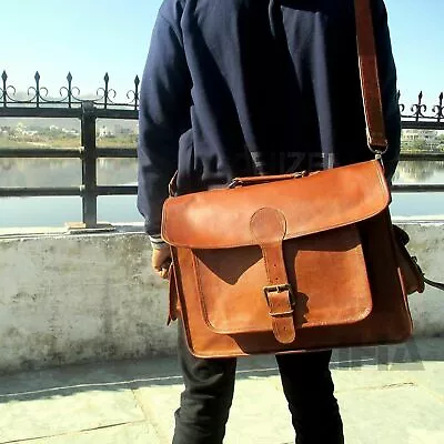 Men's Genuine Leather Shoulder Briefcase Messenger Vintage Laptop Bag • $89.91