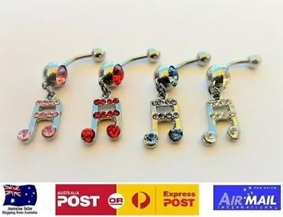 £4.11 • Buy Music Note Belly Bar 14g 316L Steel Musical Note Navel Bar Ring