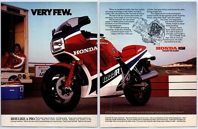 Honda VF1000R Motorcycle Red RIDE LIKE A PRO 2pg 1985 Print Ad 8 W X 11  • $12.99