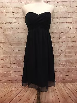 J. Crew TARYN Dark Blue Strapless Silk Chiffon Cocktail Bridesmaid Dress Size 6 • $38.71