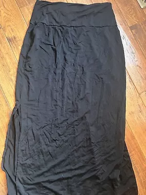 Athleta Women's Maxi Skirt Size XL Solid Black Pull On Cotton Comfy • $9