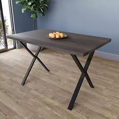 4 Seater Dining Table Rectangular X U Shape Metal Legs Kitchen Room Furniture • £112.99