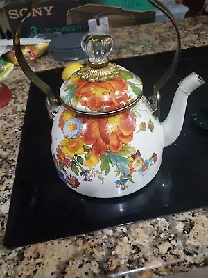 MacKenzie Childs Floral Teapot Kettle Enamel Flower 8c • $121