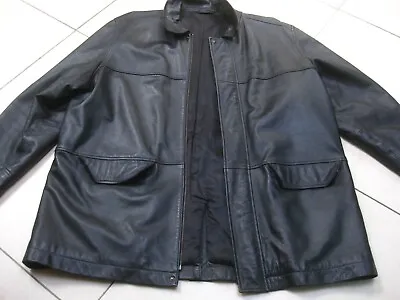 M&S Leather JACKET COAT Long XL XXL 48 50 52 Biker Soft Mens Real Bouncer • $155.41