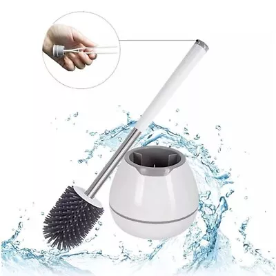 BOOMJOY Silicone Toilet Brush Set Built-in Tweezer TPR Bristles • $19.99