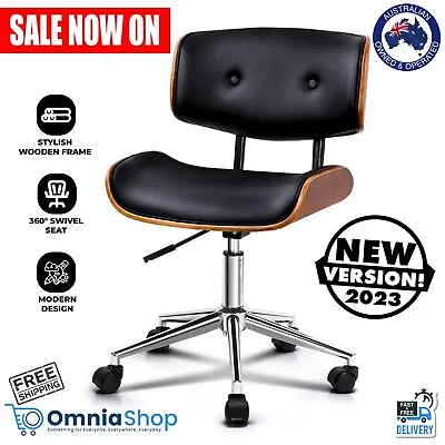 $127.97 • Buy Wooden PU Leather Office Desk Chair 360°swivel Home Executive Seat New - Black