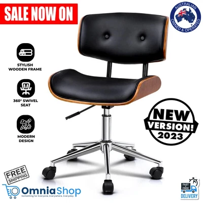 $127.97 • Buy Wooden PU Leather Office Desk Chair 360°swivel Home Executive Seat New - Black