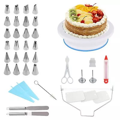 39 PCS Cake Decorating Tool Kit / Rotating Cake Stand With Spatula & Many More • £15.99